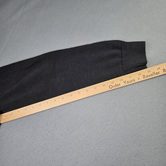 Chaps Sweater Mens Large Black Mock Neck 3-Button Fair Isle Polar Bear Cotton - Picture 8 of 9